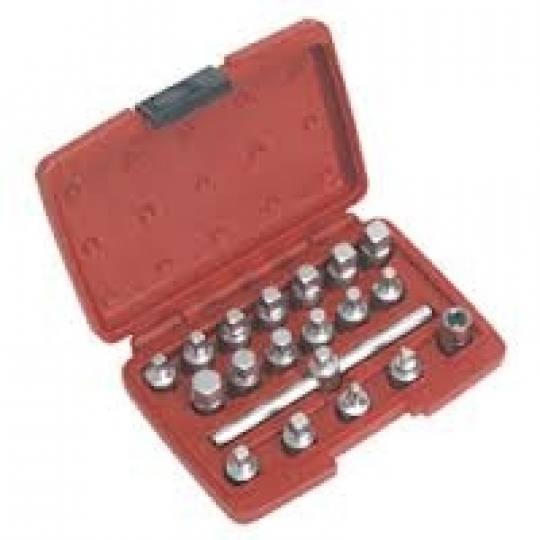 Bộ dụng cụ tháo ốc xả dầu bôi trơn động cơ gồm 19 chi tiết - AK6586